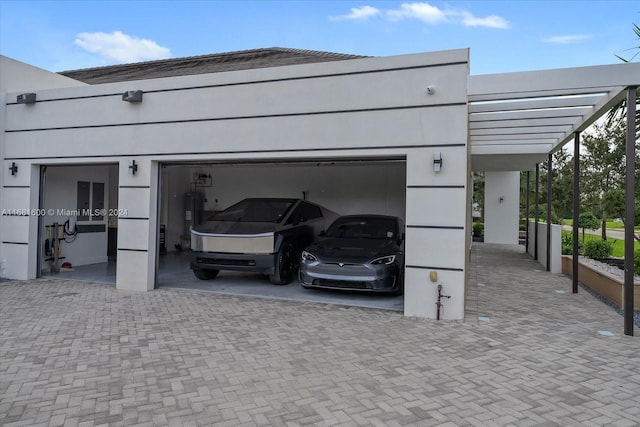 garage with water heater