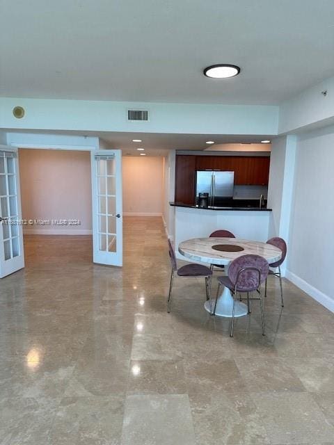 dining area with french doors