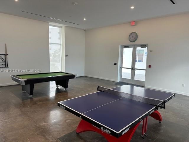 recreation room featuring french doors