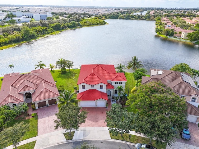 bird's eye view featuring a water view