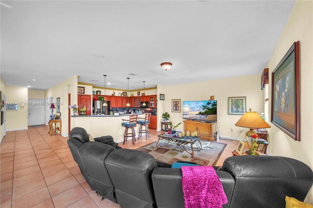 view of tiled living room