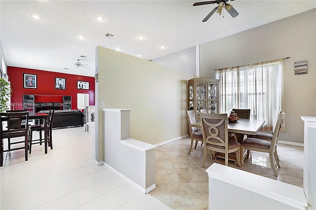 dining area with ceiling fan