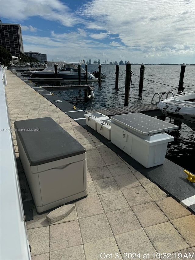 view of dock featuring a water view