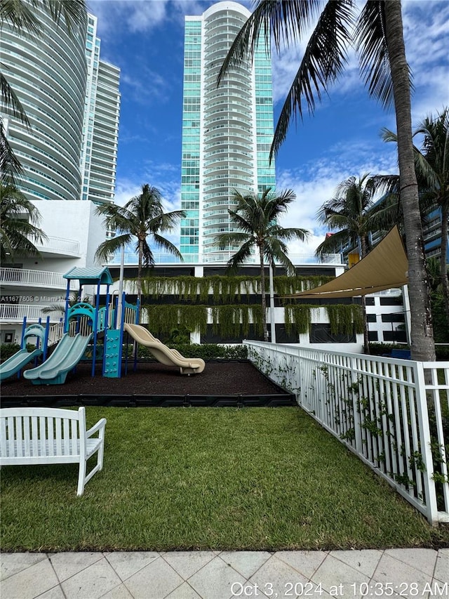 view of play area with a lawn