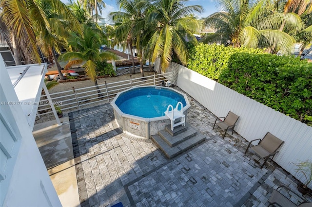 view of swimming pool with a patio area and a jacuzzi