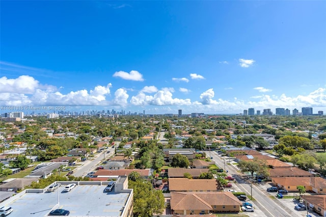 bird's eye view with a city view