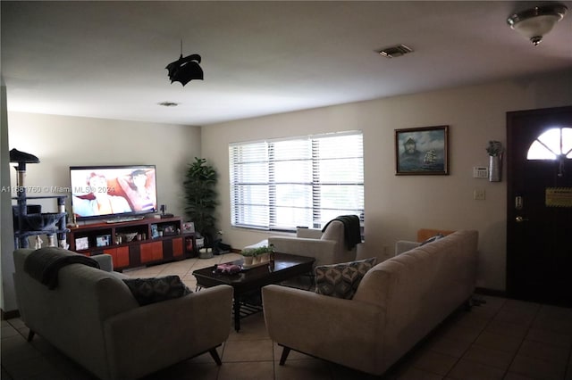 view of tiled living room