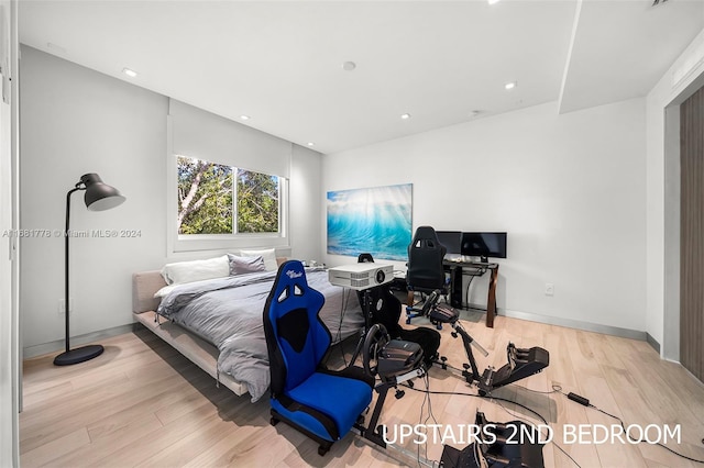 bedroom featuring light wood-type flooring