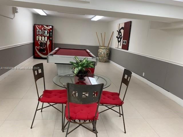 100 Lincoln Rd Unit 512, Miami Beach, FL 33139 - dining space with tile patterned floors, baseboards, and billiards