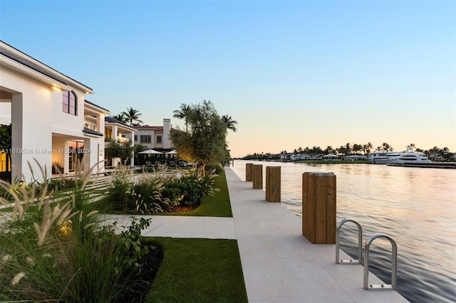 exterior space featuring a water view