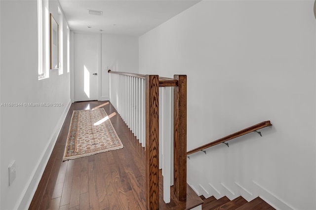 hallway featuring dark hardwood / wood-style flooring