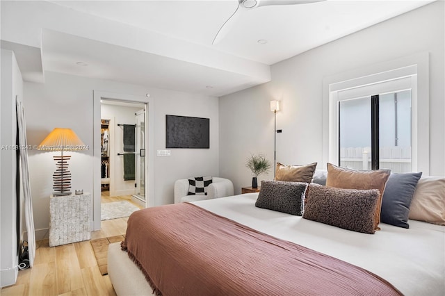 bedroom with light hardwood / wood-style flooring