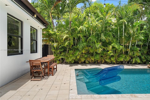 view of swimming pool featuring a patio area