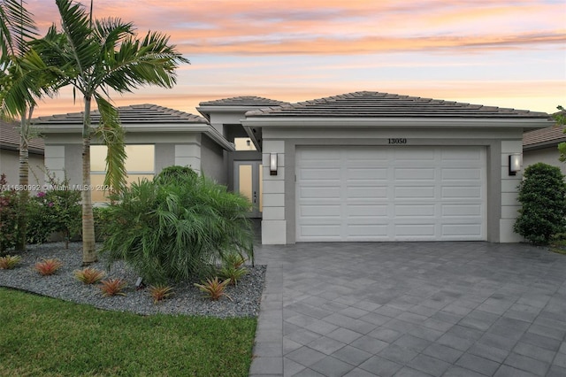 view of front of house with a garage