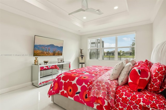 bedroom featuring a tray ceiling