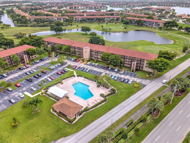 bird's eye view featuring a water view