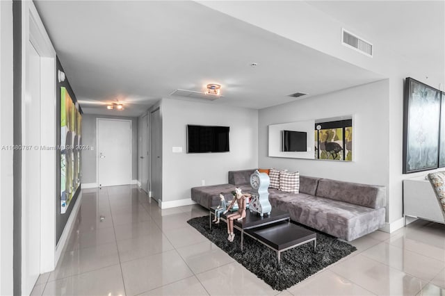 view of tiled living room