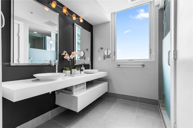 bathroom featuring vanity and tile patterned floors