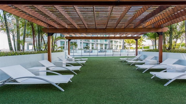 view of patio featuring a pergola