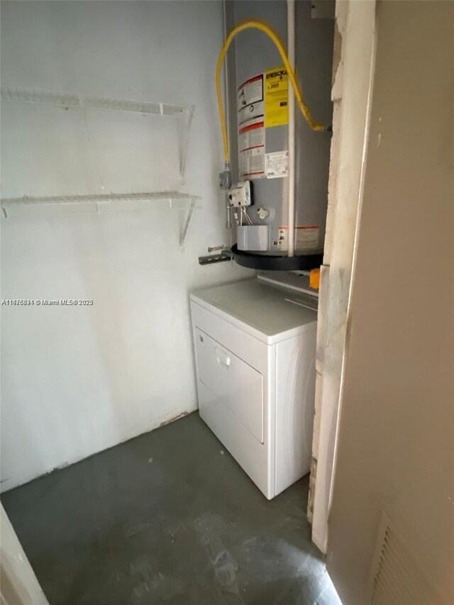 laundry room featuring washer / clothes dryer and water heater