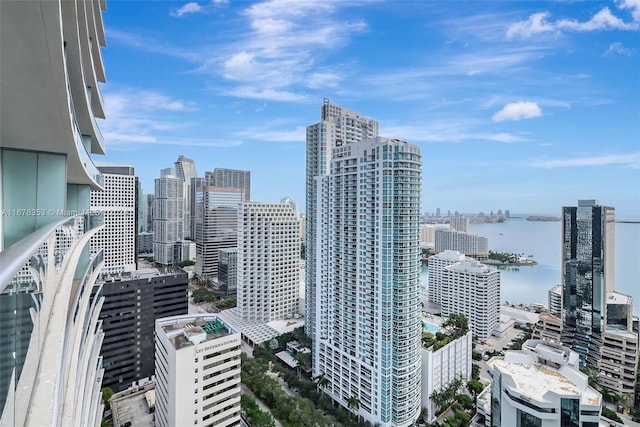 view of city with a water view