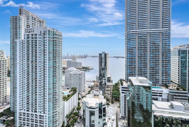 city view with a water view