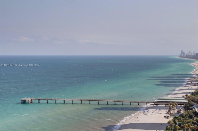 property view of water with a beach view