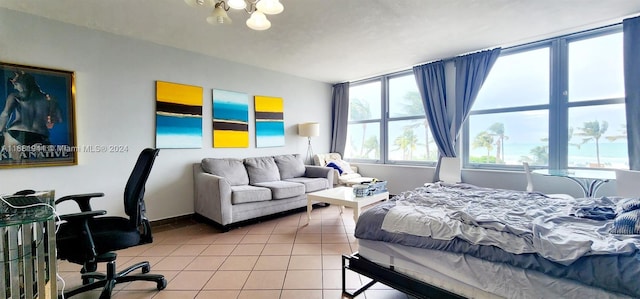 bedroom with tile patterned floors