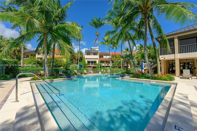 view of pool featuring a patio