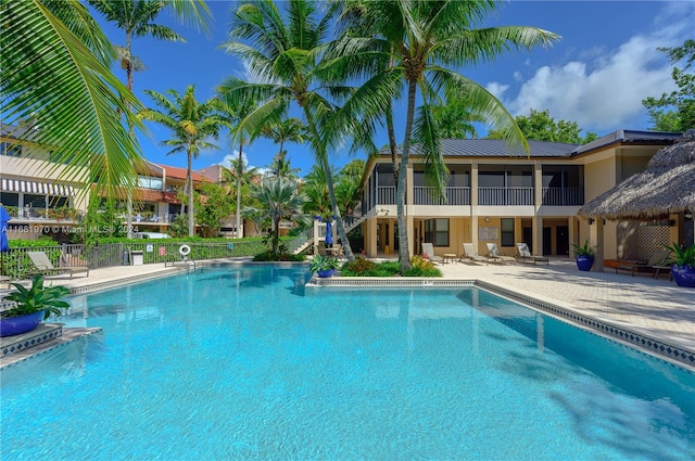 view of pool featuring a patio area