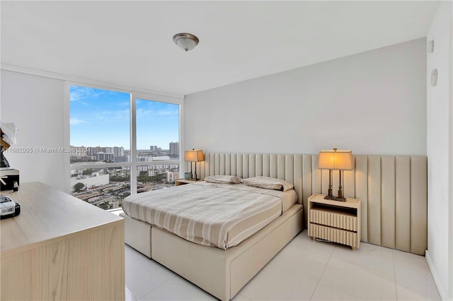 bedroom with a wall of windows