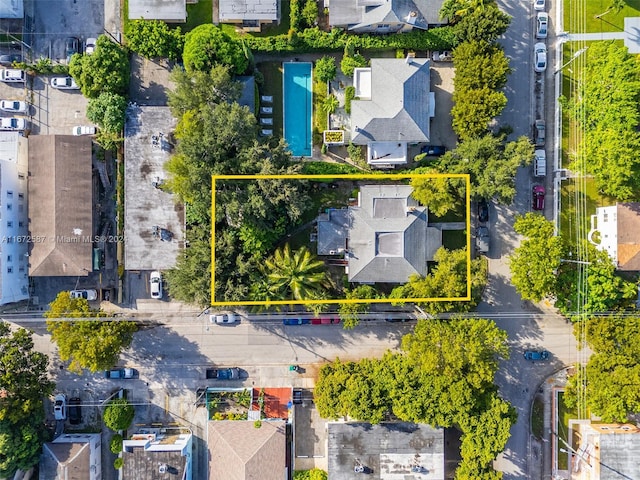 405 SW 11th Ave, Miami, FL 33130 - aerial perspective of suburban area featuring property parcel outlined