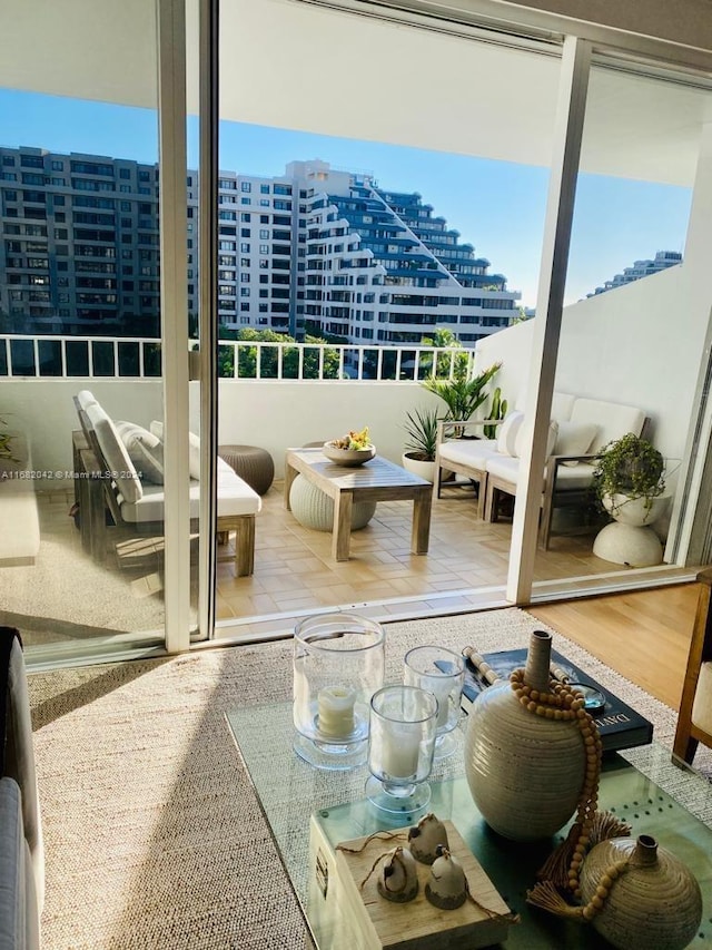 199 Ocean Lane Dr Unit 613, Key Biscayne, FL 33149 - balcony featuring an outdoor hangout area and a view of city