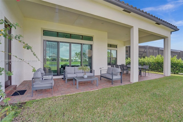 view of patio with an outdoor hangout area