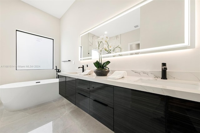 bathroom with vanity and a bathing tub