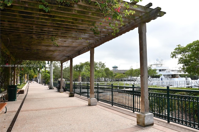 view of patio featuring a pergola