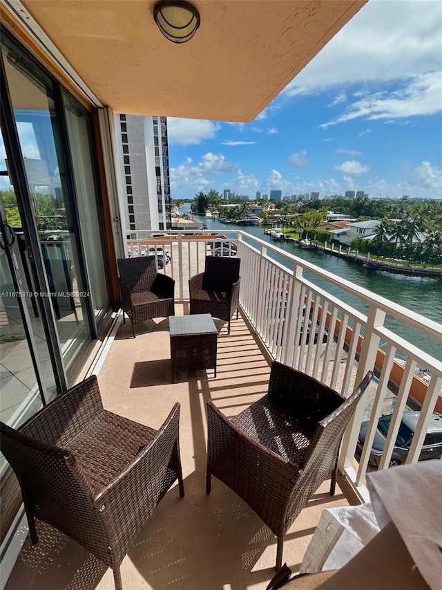 balcony with a water view