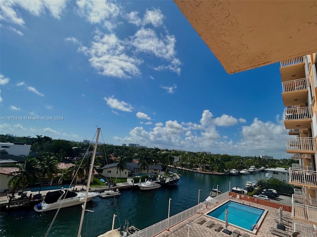 view of dock featuring a water view