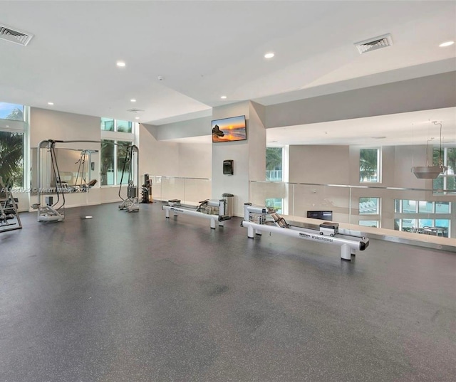 workout area with a healthy amount of sunlight