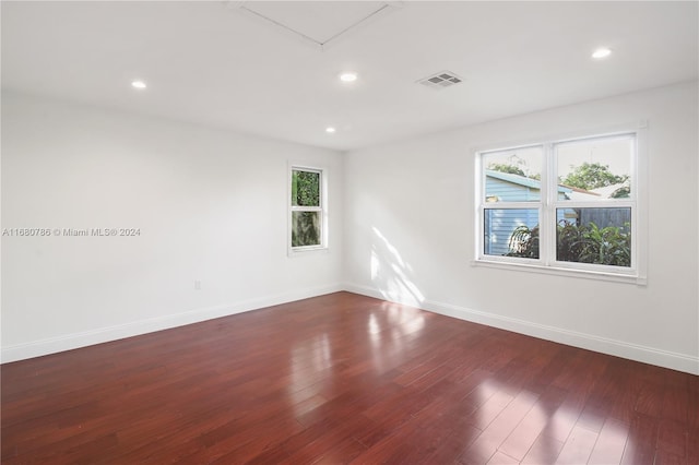 empty room with a healthy amount of sunlight and wood-type flooring