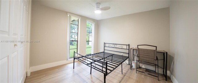 bedroom with light hardwood / wood-style flooring