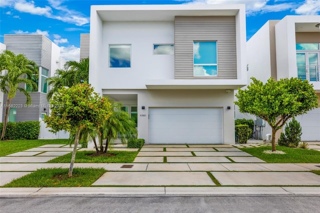 contemporary home with a garage