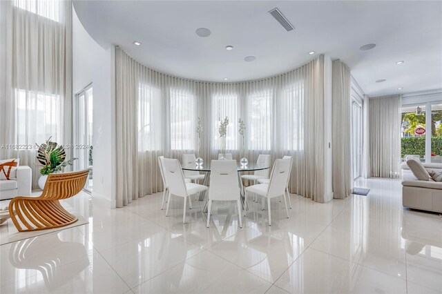 dining room with light tile patterned floors