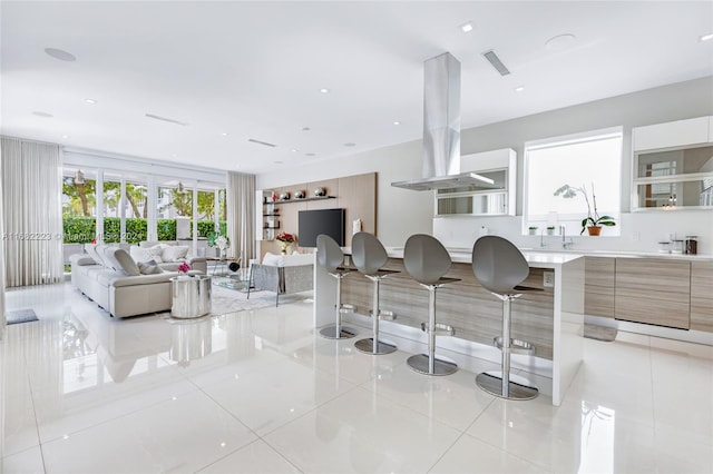 view of tiled living room