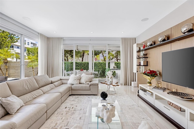 view of tiled living room