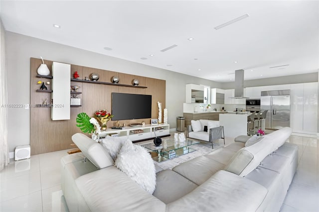 view of tiled living room