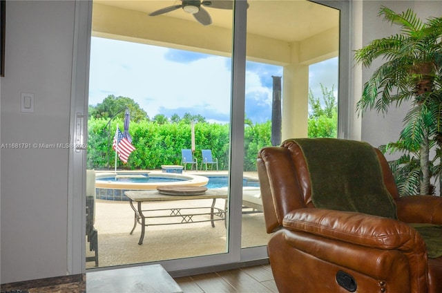 doorway to outside with light hardwood / wood-style floors