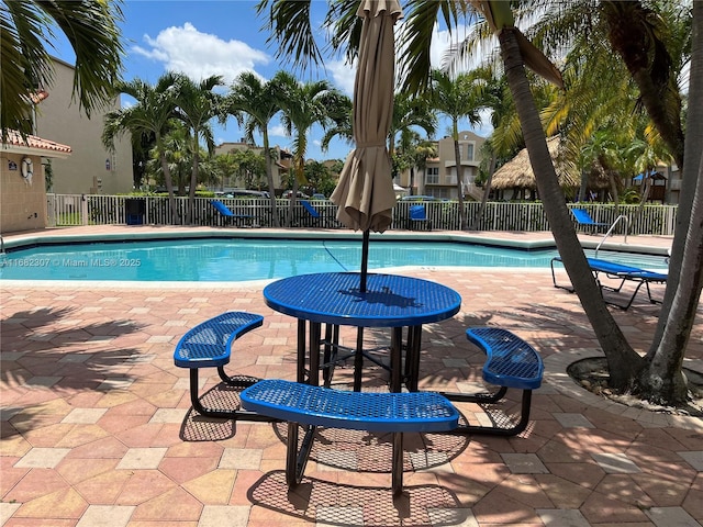 view of pool featuring a patio