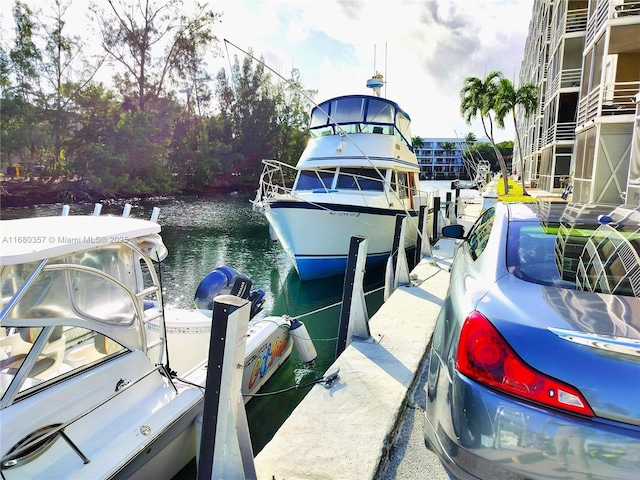 dock area featuring a water view