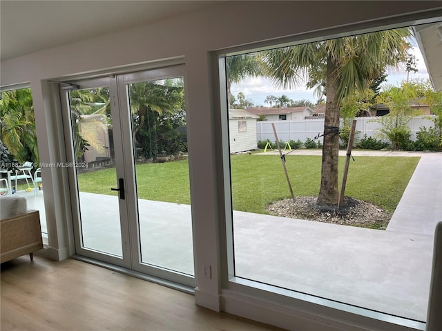 doorway featuring hardwood / wood-style floors and a healthy amount of sunlight